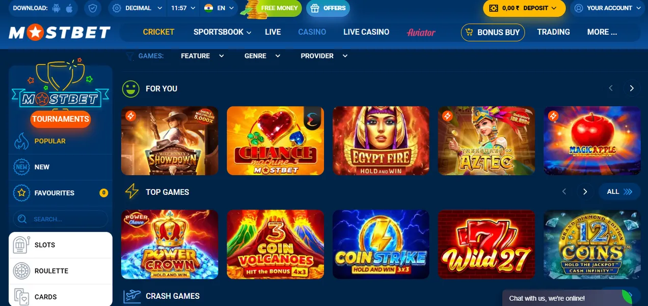 Most Popular Games on MostBet Casino